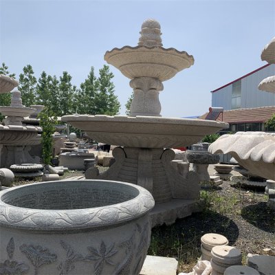 青石石雕双层景观流水景观喷泉雕塑 喷泉雕塑厂家广场模型汉白玉