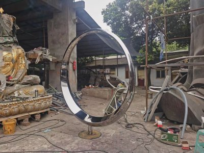 镜面景观不锈钢圆环雕塑 圆环雕塑不锈钢七台河字幕效果