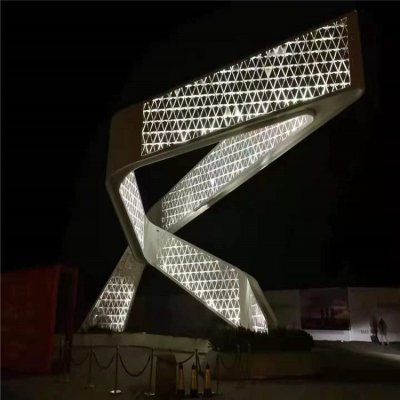 城市广场大型不锈钢创意景观亮化装饰摆件 景观雕塑人物花园商家石材