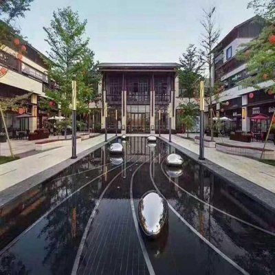 商业街水池喷泉摆放镜面不锈钢石头景观雕塑 喷泉雕塑厂家好不音乐厅颜色