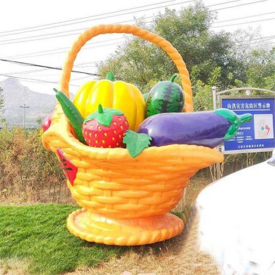 农场园林摆放玻璃钢彩绘果蔬篮 果蔬雕塑玻璃钢教程报价单雪糕