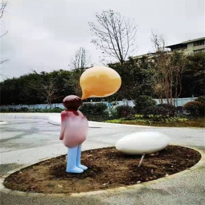 玻璃钢创意吹泡泡的抽象人物景观 