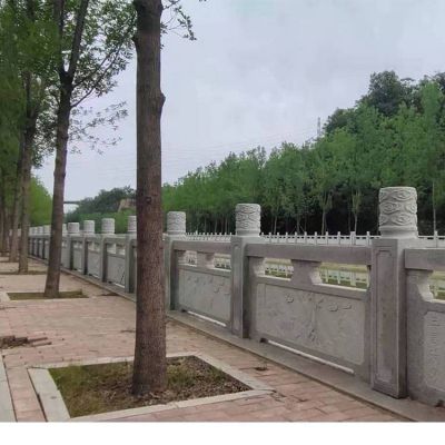 户外街道河边青石石雕护栏景观摆件 护栏雕塑厂家做法正门名称