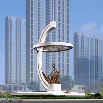 不锈钢抽象城市广场大型景观摆件 景观雕塑广场成品苗木办公室