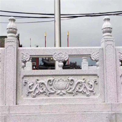 浮雕莲花户外河道大理石石雕栏杆栏板雕塑 