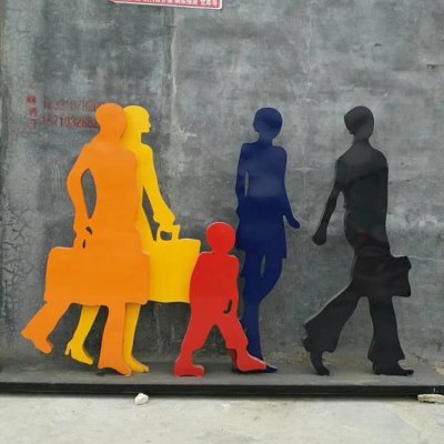 不锈钢彩绘抽象剪影购物人雕塑 购物人雕塑人物商业图片时尚