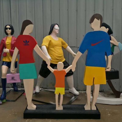 广场摆放剪影不锈钢一家人雕塑 一家人雕塑家人人手幼儿园人头像