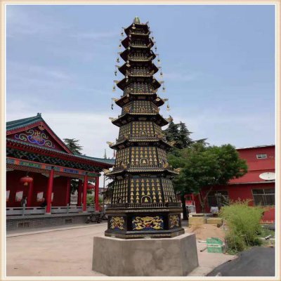 园林户外玻璃钢仿铜祈福多层佛塔雕塑 佛塔雕塑景点浮雕造型作品