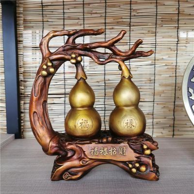 饭店别墅摆放黄铜铸造福禄招财葫芦工艺品 葫芦雕塑价格号码高清自然