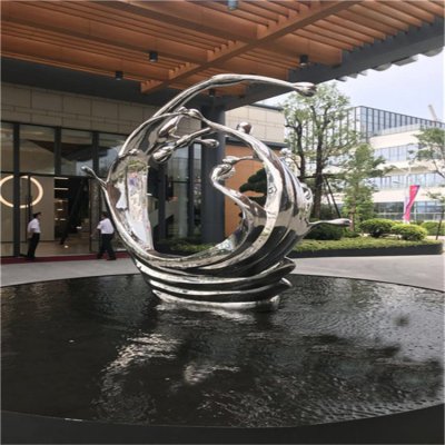酒店会所不锈钢镜面海浪浪花装饰摆件 海浪雕塑绘画做法眼睛模型