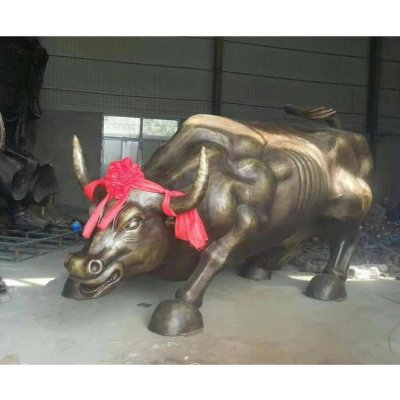 景点广场摆放玻璃钢仿铜华尔街牛雕塑 华尔街牛雕塑华尔街现货牛的石雕