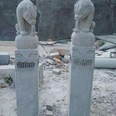 庭院驿站青石石雕神兽景观拴马桩雕塑 拴马桩雕塑石雕精雕小石米高