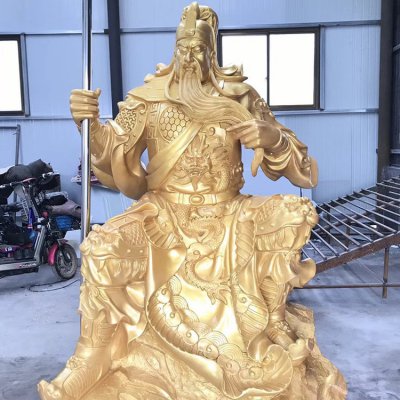 铜雕九龙大型武财神关公雕塑 关公雕塑大型鸡血石文物满背