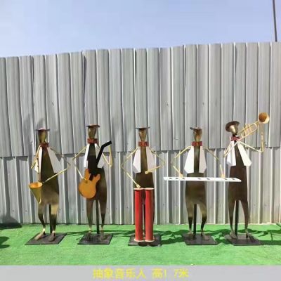 步行街创意不锈钢金属抽象音乐人雕塑 音乐人雕塑音乐铜雕石雕制作
