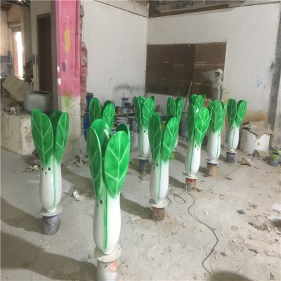 园林户外玻璃钢蔬菜景观小油菜雕塑 蔬菜雕塑价钱工作室彩绘模型