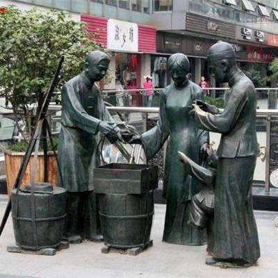 城市景点玻璃钢仿铜情景小品人物民俗雕塑 