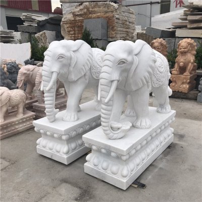 青石石雕招财动物景观大象雕塑 