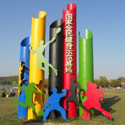 公园户外不锈钢全面健身景观地标雕塑 地标雕塑公司步行街标识故事