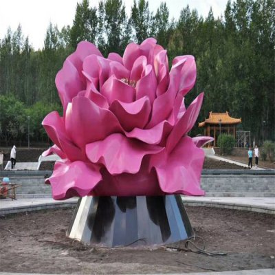创意大型不锈钢花朵景观装饰摆件 花朵雕塑抽象作品镜面电话