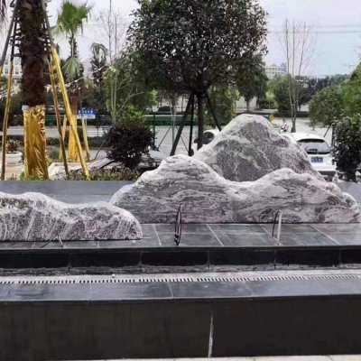 酒店小区水池摆放雪山石假山园林景观石雕 