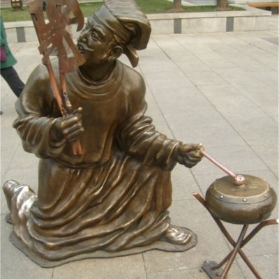 玻璃钢仿铜户外园林景观人物雕塑 