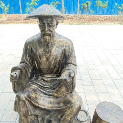 民俗景区玻璃钢仿铜古代人物景观雕塑 