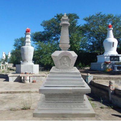 寺庙摆放大理石雕刻藏式舍利佛塔 佛塔雕塑大型山石马镫塔里