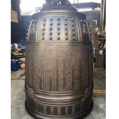 寺庙祈福景观玻璃钢仿铜吊钟雕塑 铜钟雕塑价格制作款式历史