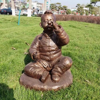 校园广场玻璃钢仿铜儿童雕塑 儿童雕塑制作百科玩法美食