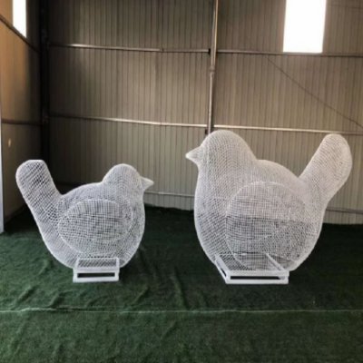 不锈钢金属网格动物小鸟雕塑 小鸟雕塑大全写意雕塑家钢丝
