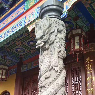 广场园林仿古建筑花岗岩石龙盘柱 古建雕塑园林石雕厂高清设计图