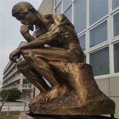城市街道玻璃钢仿铜思考的人物雕塑 