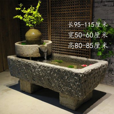 园林户外大理石石雕老石槽雕塑 