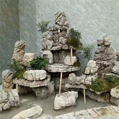 庭院纯天然景观龟纹石流水景观摆件 