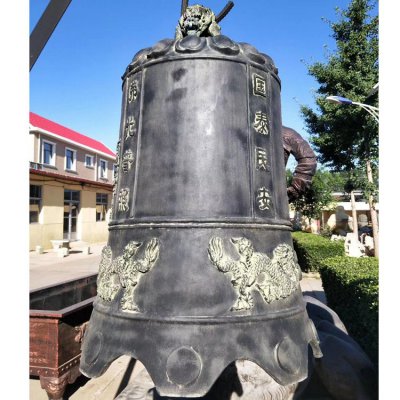 园林景区大型寺庙祈福铜钟雕塑 铜钟雕塑寺院摆件鱼尾博物馆