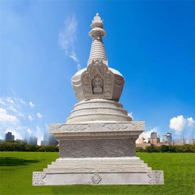 景区寺庙户外摆放大理石浮雕藏式舍利佛塔 佛塔雕塑价格手工景区寺院