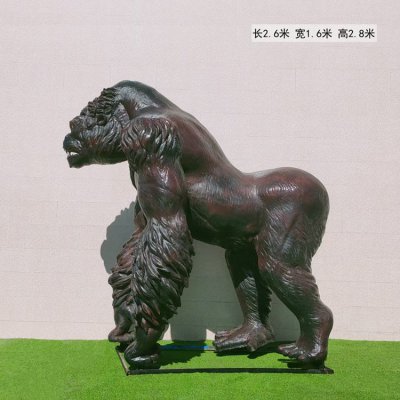 动物园玻璃钢大型仿铜大猩猩雕塑