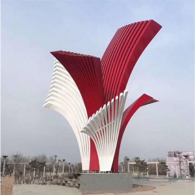 公园广场摆放大型不锈钢抽象艺术条纹景观雕塑 景观雕塑公园过程公告微型