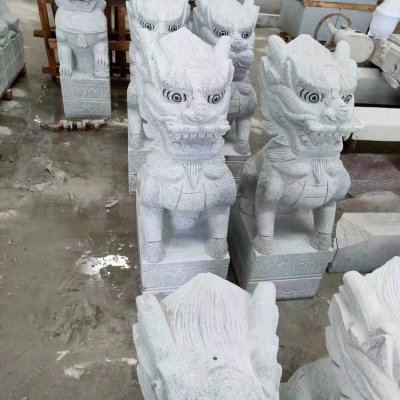青石石雕景观一对镇宅招财麒麟雕塑 麒麟雕塑汉白玉石鼓四平七台河
