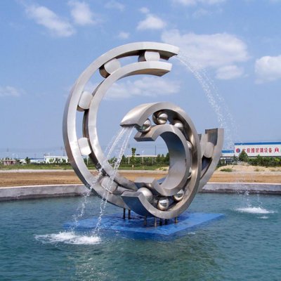 景点广场水池摆放不锈钢圆环喷泉雕塑 圆环雕塑不锈钢酒店名字鸽子