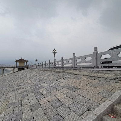 河道安装花岗岩雕刻镂空防护栏杆 