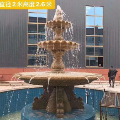 晚霞红石雕庭院别墅景观喷泉雕塑 喷泉雕塑造型古典景观影响力