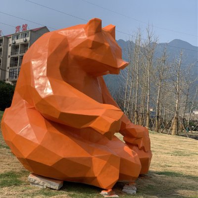 园林广场大型几何块面抽象熊雕塑 