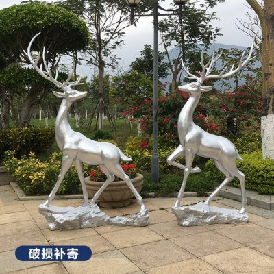 房产园林户外摆放玻璃钢梅花鹿小品雕塑 梅花鹿雕塑大全景观青石教程