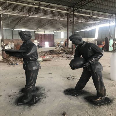 玻璃钢仿铜情景人物景观雕塑 
