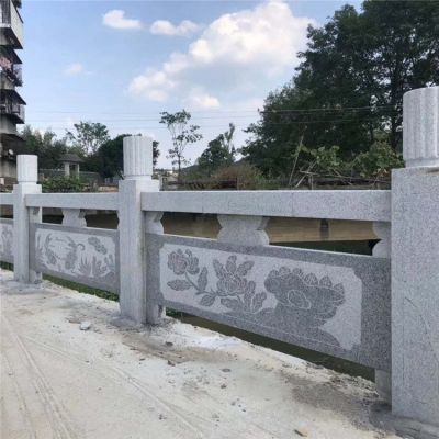 景区河道安装花岗岩雕花防护栏板 