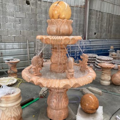 晚霞红中式风水球流水喷泉庭院装饰园林摆件 风水球雕塑石雕高档家庭位置图