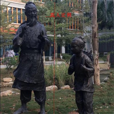 步行街商业街玻璃钢仿铜人物雕塑情景小品 