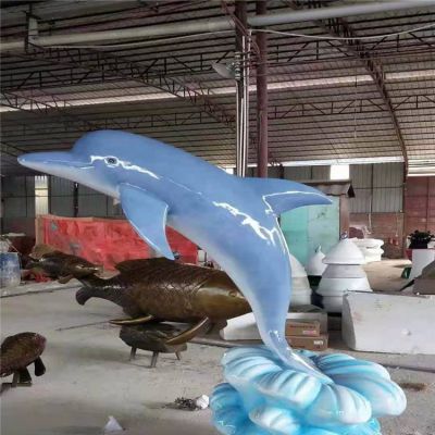 园林户外玻璃钢海豚雕塑摆件 海豚雕塑摆件工艺观赏区大白