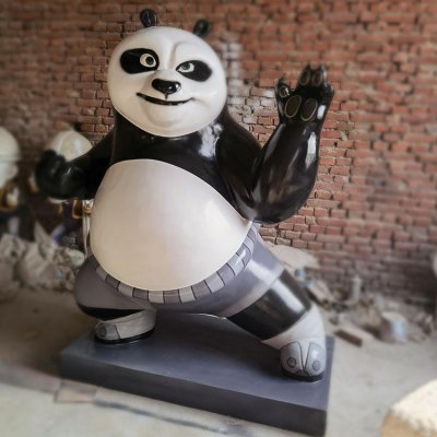 动物园玻璃钢卡通电影动物景观功夫熊猫雕塑 功夫熊猫雕塑图片公园摆件
